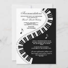Creatieve muzikanten Piano Keys Wedding Accommodat Kaart