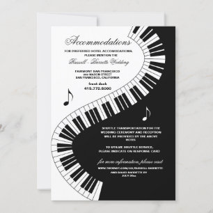 Creatieve muzikanten Piano Keys Wedding Accommodat Kaart