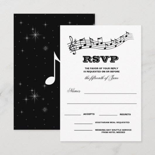 Creatieve muzikanten Piano Toetsen Trouw  RSVP Kaartje (Voorkant / Achterkant)