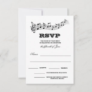 Creatieve muzikanten pianotoetsen bruiloft  RSVP kaartje