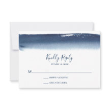 Creatieve Navy Blue Waterverf Modern Wedding