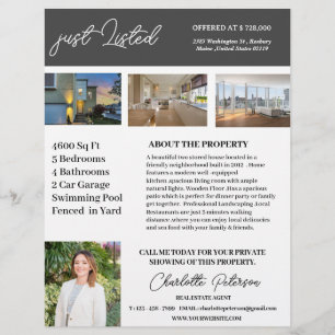 Creatieve onlangs te koop aangeboden vastgoedmakel flyer