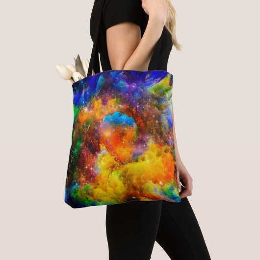 Creatieve opstelling van fractale elementen, licht tote bag (Dichtbij)
