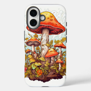 Creatieve paddestoelen bos illustratie iPhone 16 hoesje