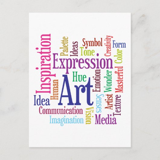 Creatieve Persoon Kunst en Inspiratie Word Cloud Briefkaart (Voorkant)