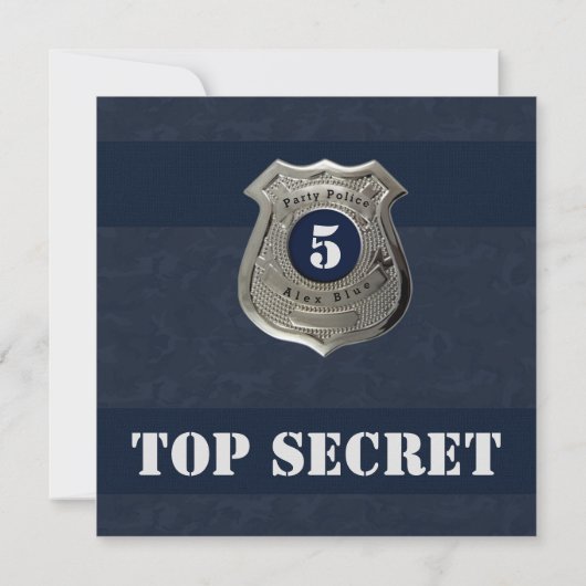 Creatieve politie thema blauwe 5e verjaardag kaart (Achterkant)