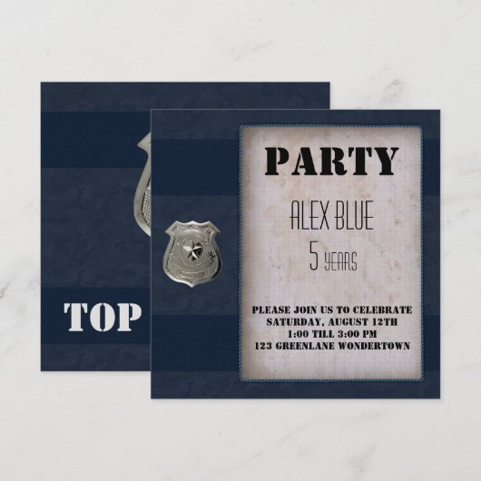 Creatieve politiekleuren blauwe 5e verjaardag kaart (Voorkant / Achterkant)