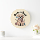 Creatieve Poot Honden Schilderen Breien Hobbyist D Grote Klok (Huis)