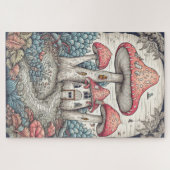 Creatieve Psychedelische Mushroom House Illustrati Legpuzzel (Horizontaal)
