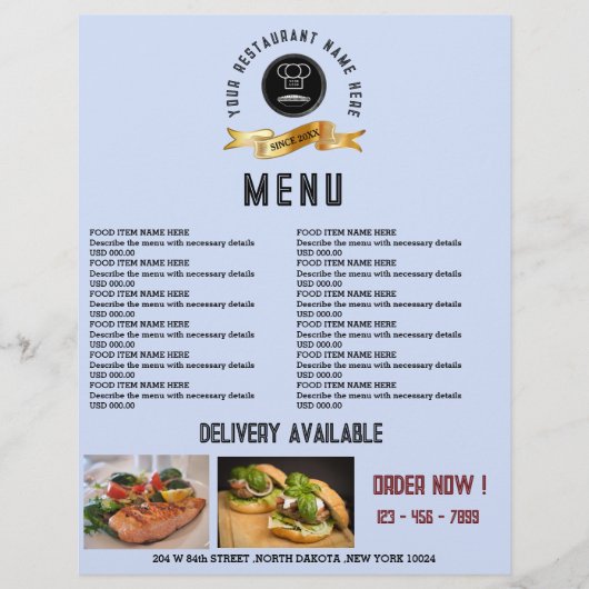 Creatieve restaurant menu voedingsmiddelen (Voorkant)