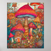 Creatieve Retro Psychedelische Paddenstoel Illustr