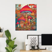 Creatieve Retro Psychedelische Paddenstoel Illustr Poster (Thuiskantoor)