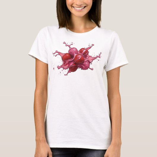 Creatieve Rode Abstracte Aardbeien T-shirt (Voorkant)