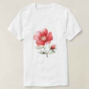 Creatieve rode bloem stijl kunstwerk t-shirt