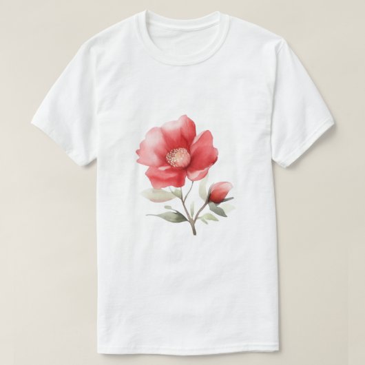 Creatieve rode bloem stijl kunstwerk t-shirt (Design voorkant)