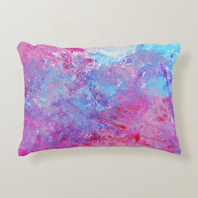 Creatieve roze-blauwe textuur, verfvlekken. accent kussen (Voorkant)