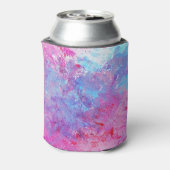 Creatieve roze-blauwe textuur, verfvlekken. blikjeskoeler (Blikje Achterkant)