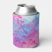 Creatieve roze-blauwe textuur, verfvlekken. blikjeskoeler (Blikje Voorkant)
