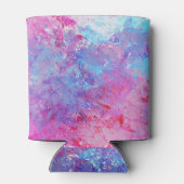 Creatieve roze-blauwe textuur, verfvlekken. blikjeskoeler (Achterkant)