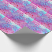 Creatieve roze-blauwe textuur, verfvlekken. cadeaupapier (Hoek)