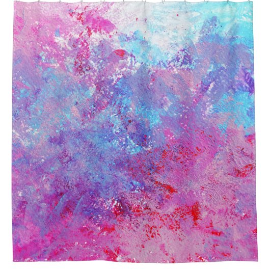 Creatieve roze-blauwe textuur, verfvlekken. douchegordijn (Voorkant)