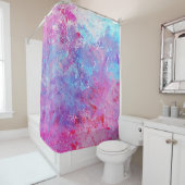Creatieve roze-blauwe textuur, verfvlekken. douchegordijn (In situ)