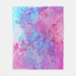 Creatieve roze-blauwe textuur, verfvlekken. fleece deken