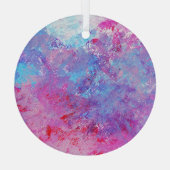 Creatieve roze-blauwe textuur, verfvlekken. glas ornament (Achterkant)