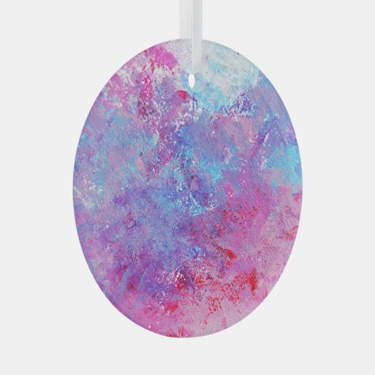 Creatieve roze-blauwe textuur, verfvlekken. glas ornament (Voorkant Rechts)