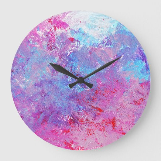 Creatieve roze-blauwe textuur, verfvlekken. grote klok (Voorkant)