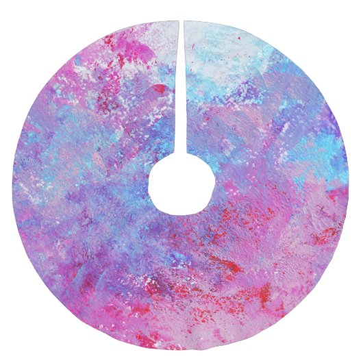 Creatieve roze-blauwe textuur, verfvlekken. kerstboom rok (Voorkant)