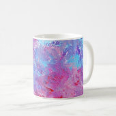 Creatieve roze-blauwe textuur, verfvlekken. koffiemok (Voorkant rechts)