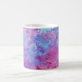 Creatieve roze-blauwe textuur, verfvlekken. koffiemok (Center)