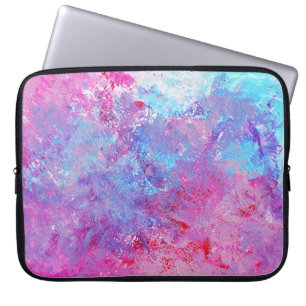 Creatieve roze-blauwe textuur, verfvlekken. laptop sleeve