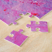 Creatieve roze-blauwe textuur, verfvlekken. legpuzzel (Zijkant)