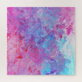 Creatieve roze-blauwe textuur, verfvlekken. legpuzzel (Horizontaal)