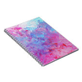 Creatieve roze-blauwe textuur, verfvlekken. notitieboek (Rechterzijde)