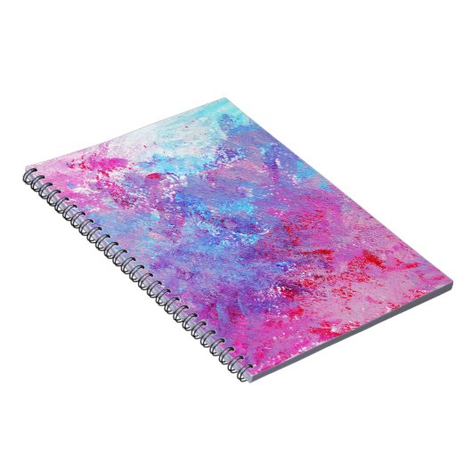 Creatieve roze-blauwe textuur, verfvlekken. notitieboek (Rechterzijde)