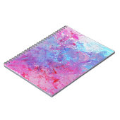 Creatieve roze-blauwe textuur, verfvlekken. notitieboek (Linkerzijde)