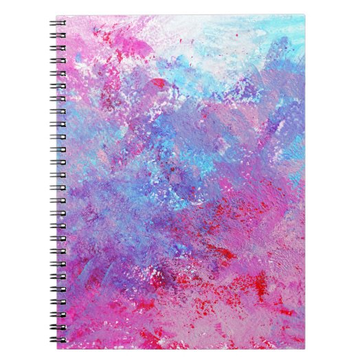 Creatieve roze-blauwe textuur, verfvlekken. notitieboek (Voorkant)