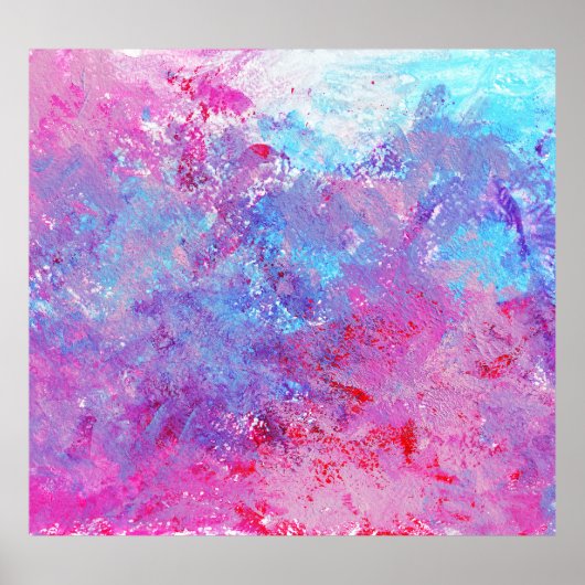 Creatieve roze-blauwe textuur, verfvlekken. poster (Voorkant)