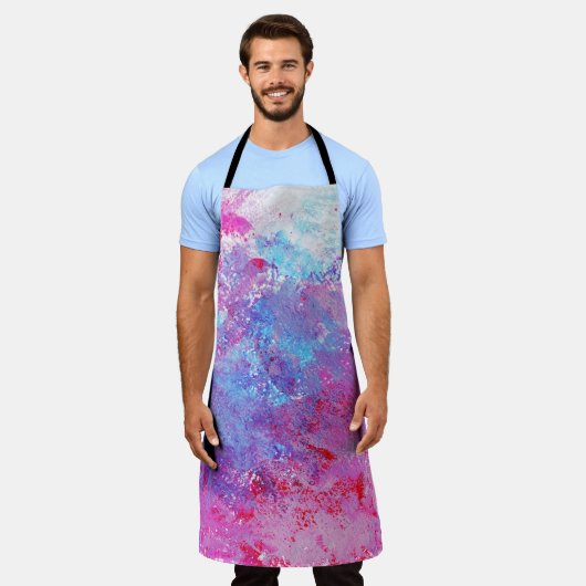 Creatieve roze-blauwe textuur, verfvlekken. schort (Gedragen)