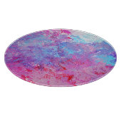 Creatieve roze-blauwe textuur, verfvlekken. snijplank (Hoek)