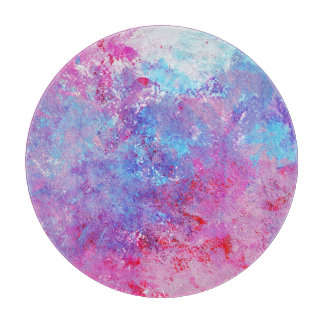 Creatieve roze-blauwe textuur, verfvlekken. snijplank