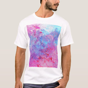 Creatieve roze-blauwe textuur, verfvlekken. t-shirt