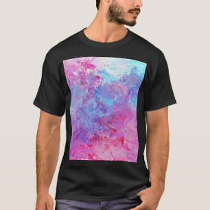 Creatieve roze-blauwe textuur, verfvlekken. t-shirt