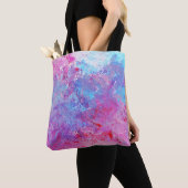 Creatieve roze-blauwe textuur, verfvlekken. tote bag (Dichtbij)