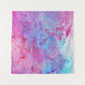 Creatieve roze-blauwe textuur, verfvlekken. wandkleed (Voorkant (horizontaal))
