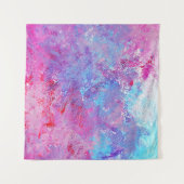 Creatieve roze-blauwe textuur, verfvlekken. wandkleed (Voorkant (horizontaal))