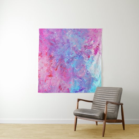 Creatieve roze-blauwe textuur, verfvlekken. wandkleed (In Situ (horizontaal))